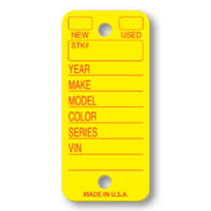 Poly Key Tags - Yellow 250/Box